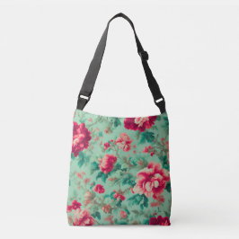 Bolso Cruzado Flores rojas y hojas verdes exquisitas