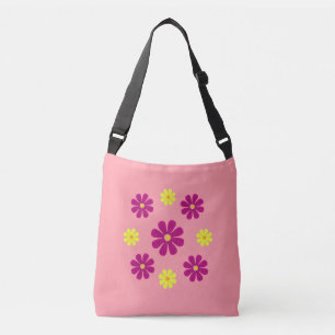 Bolso Cruzado Flores rosa y amarilla de primavera en rosa