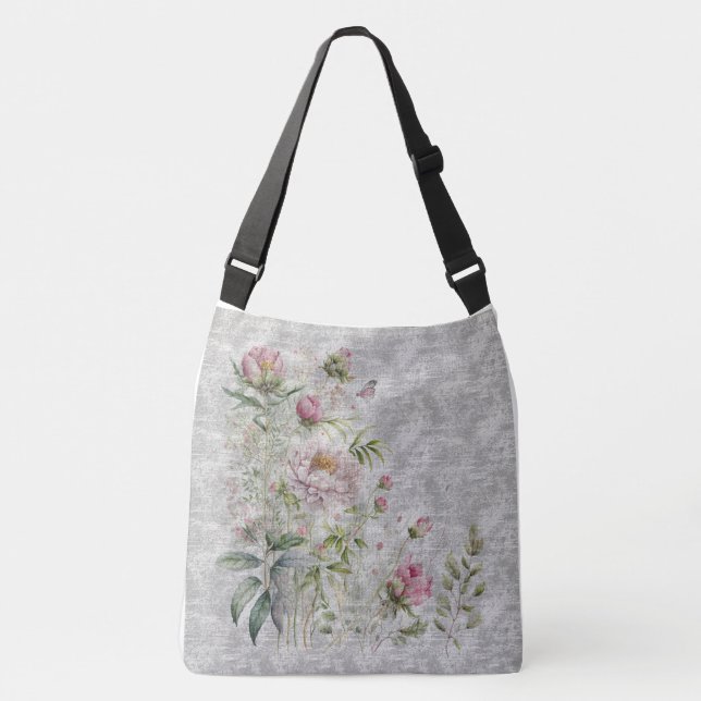Bolso Cruzado Flores silvestres de color agua delgada (Anverso)