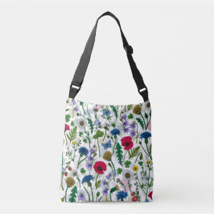 Bolso Cruzado Flores silvestres en blanco roto