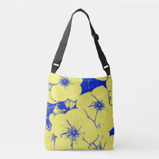 Bolso Cruzado Flores Tropicales Azules Amarillas