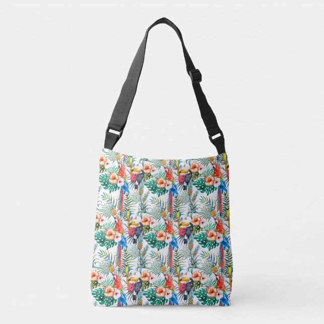 Bolso Cruzado Flores tropicales y tocan (Anverso)