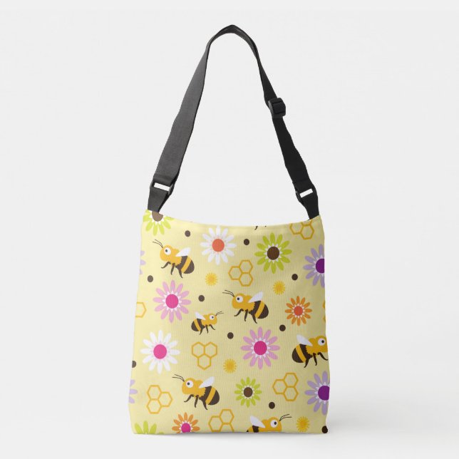 Bolso Cruzado Flores y abejas (Anverso)
