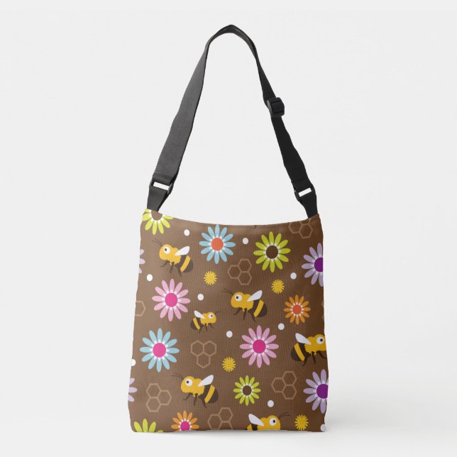 Bolso Cruzado Flores y abejas (Anverso)