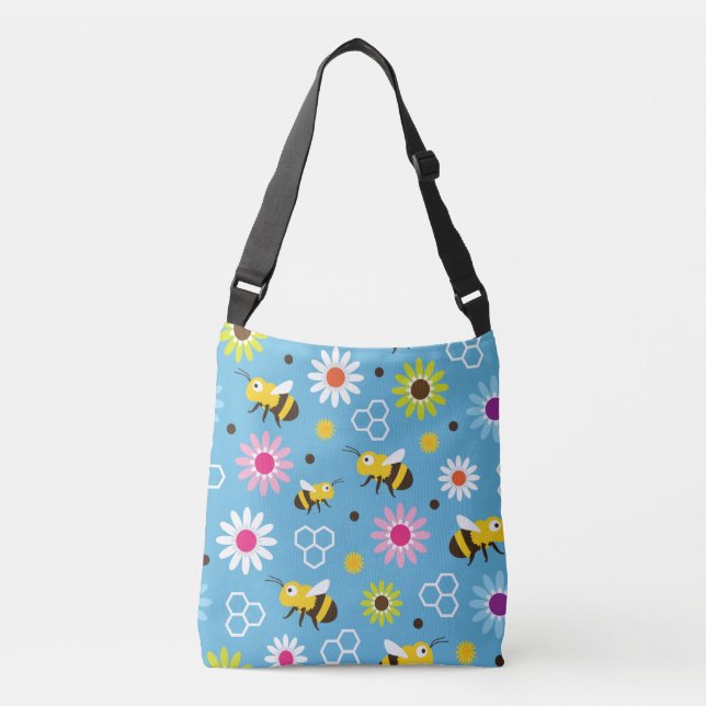 Bolso Cruzado Flores y abejas (Anverso)