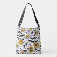 Flores y hojas de perro en amarillo y negro