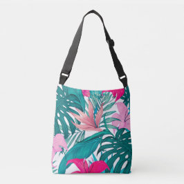 Bolso Cruzado Flores y hojas tropicales elegantes de Hibiscus |