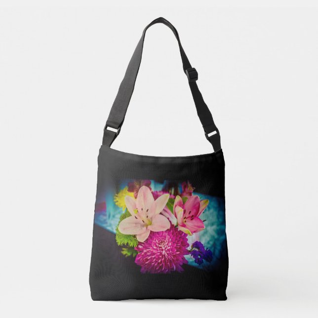 Bolso Cruzado Flores Y Nubes Tote Bag (Anverso)