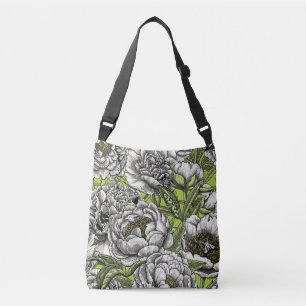 Bolso Cruzado Flores y polillas de peones blancos