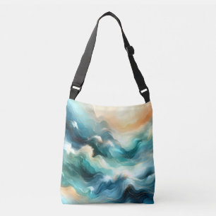 Bolso Cruzado Flujo de Océano Dorado Ondas Abstractas