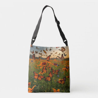 Bolso Cruzado "Fluttering Meadow Elegance: Una sinfonía botánica