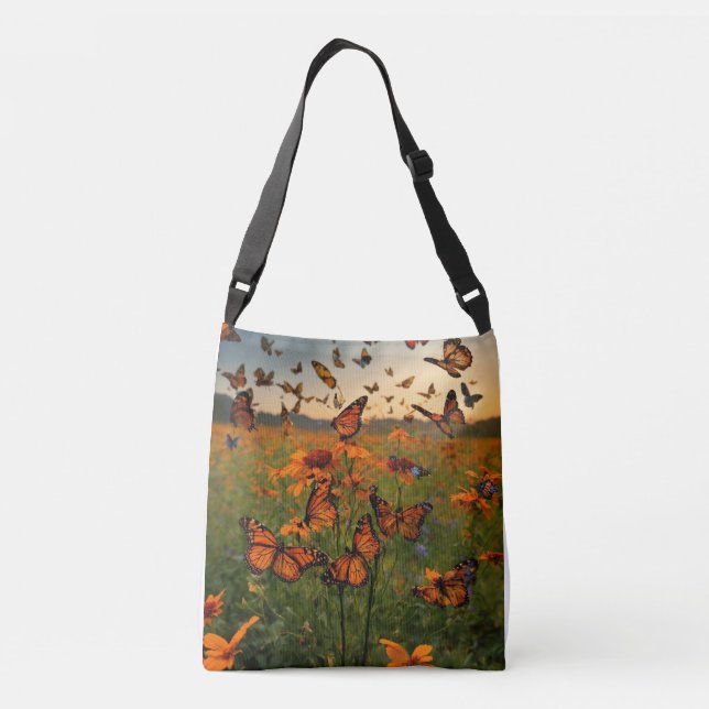 Bolso Cruzado "Fluttering Meadow Elegance: Una sinfonía botánica (Reverso)