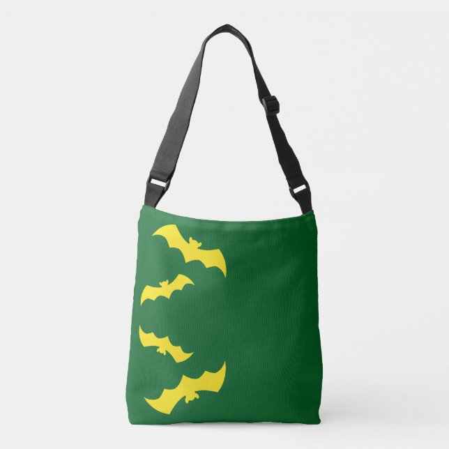 Bolso Cruzado Flying Yellow Halloween Bats (Anverso)