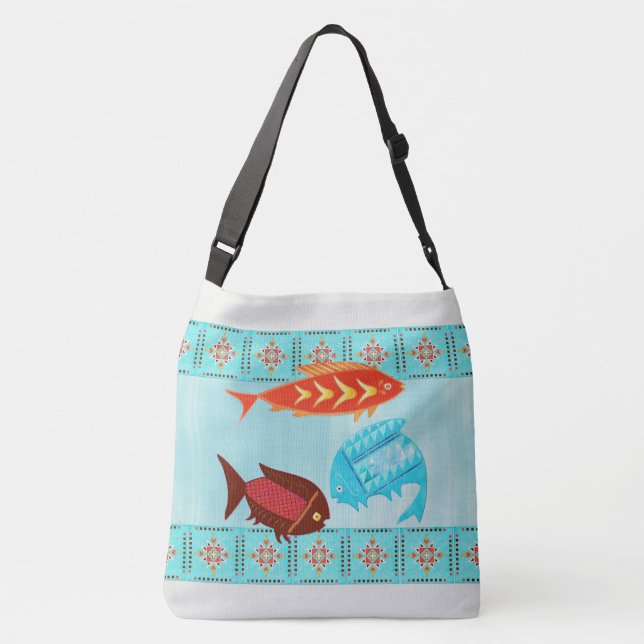 Bolso Cruzado Folk del río nativo americano (Reverso)