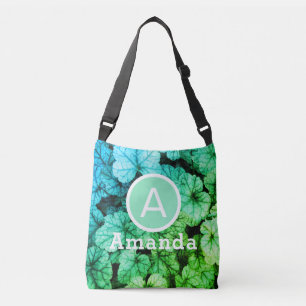 Bolso Cruzado Follaje azul y verde brillante