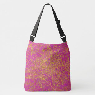 Bolso Cruzado Fondo de Fuchsia de la Hoja de Oro Clásica