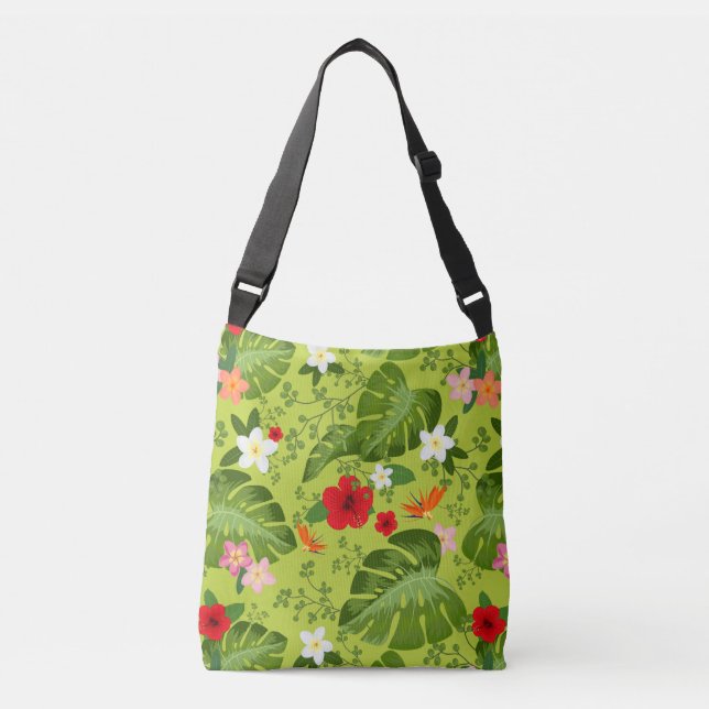 Bolso Cruzado Fondo de las flores tropicales 5 (Anverso)