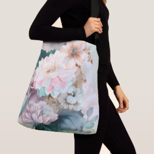 Bolso Cruzado Fondo floral de color de agua pastel