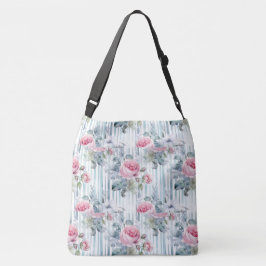 Bolso Cruzado Fondo floral de primavera retro sonrosado