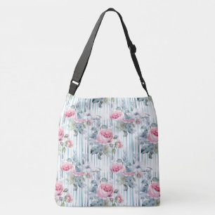 Bolso Cruzado Fondo floral de primavera retro sonrosado