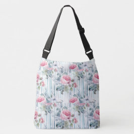 Bolso Cruzado Fondo floral de primavera retro sonrosado