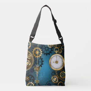 Bolso Cruzado Fondo turquesa de vapor con engranajes