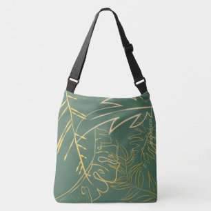 Bolso Cruzado Fondo verde de la hoja de oro de la moda