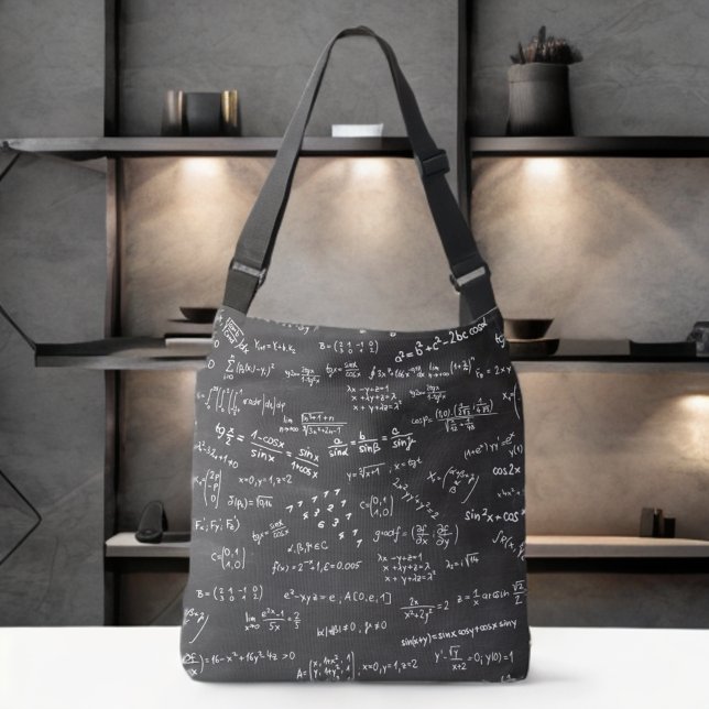 Bolso Cruzado Fórmulas De Matemáticas Y Números En La Pizarra (Math Formulas And Numbers On Blackboard Crossbody Bag At A Table Counter)