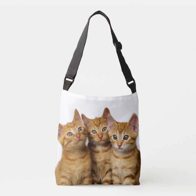 Bolso Cruzado Foto de cabeza de tres gatos de jengibre gatitos - (Anverso)