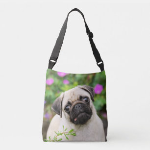 Bolso Cruzado Foto de Mascota de la cara de perro de pug pipí de