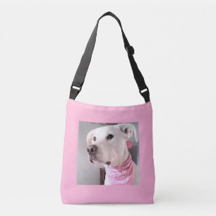 Bolso Cruzado Foto de perro tímido de cachorro blanco con bufand