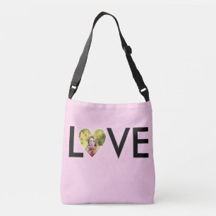 Bolso Cruzado Foto personalizada en marco de corazón de color ro
