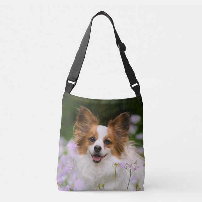 Bolso Cruzado Foto romántica linda de Potrait del perro de (Anverso)