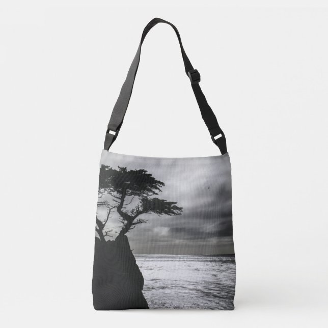 Bolso Cruzado Fotografía de la naturaleza blanco y negro (Reverso)