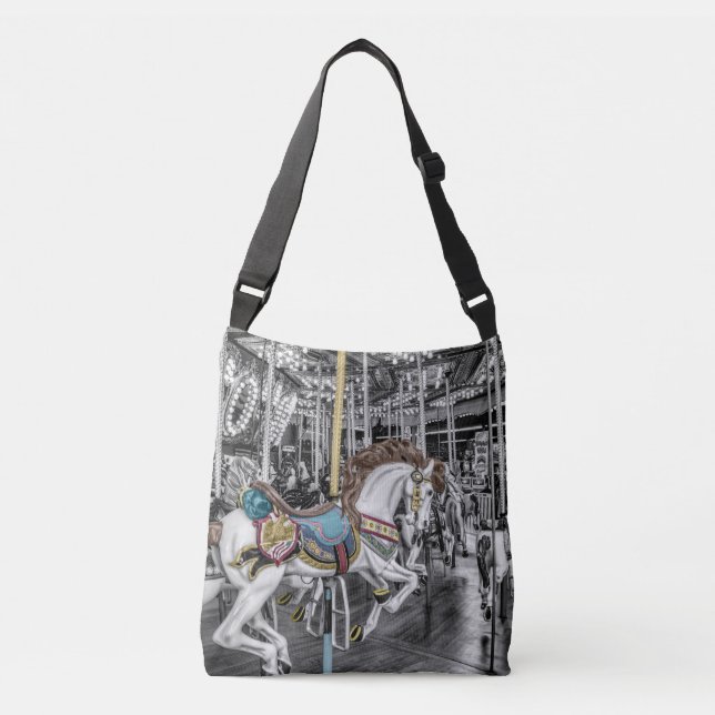 Bolso Cruzado Fotografía del carrusel de Merry Go Round (Anverso)