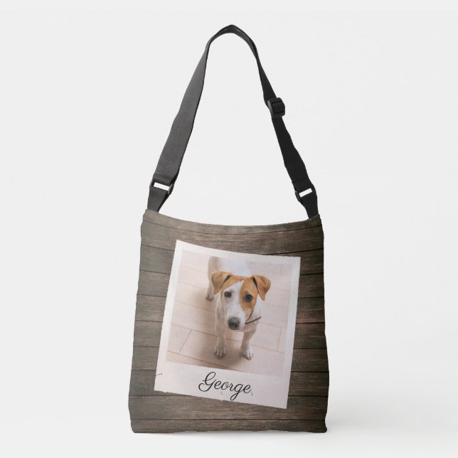 Bolso Cruzado Fotografía mascota Marco de madera rústica persona (Anverso)