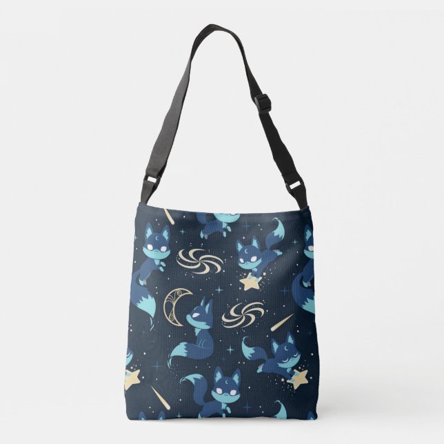 Bolso Cruzado Fox Moon Dark Blue Moon Foxes (Reverso)