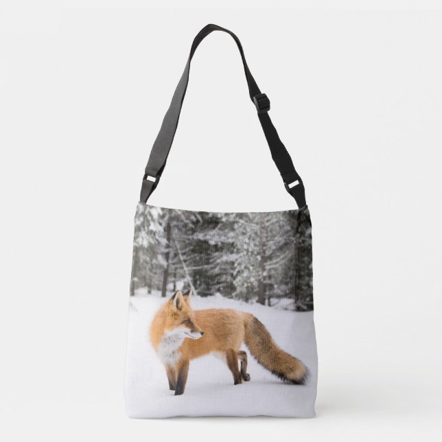 Bolso Cruzado Fox roja en nieve blanca (Reverso)