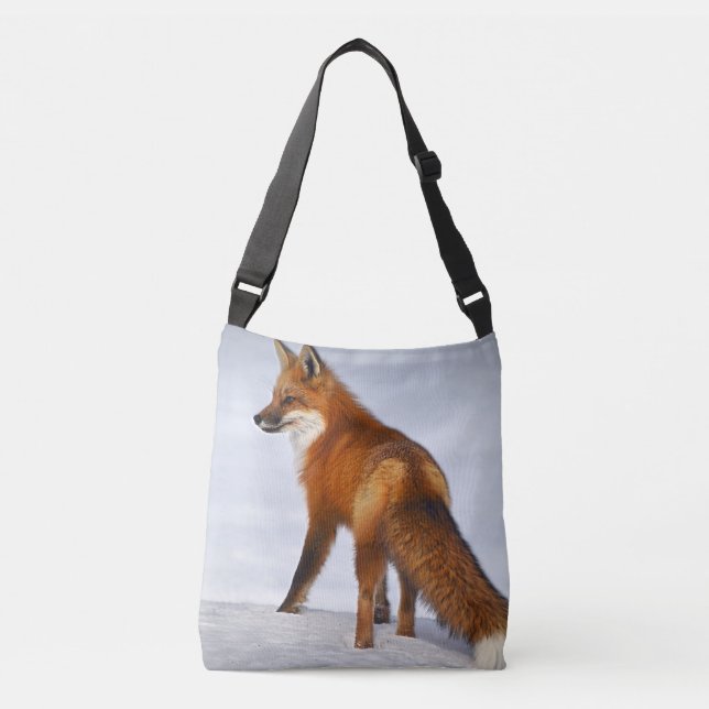Bolso Cruzado Fox roja en nieve de invierno (Anverso)