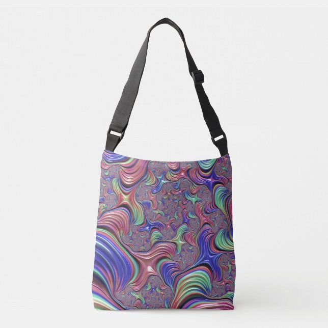 Bolso Cruzado Fractal de espiral trippy de vórtice colorido (Anverso)