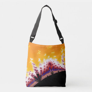 Bolso Cruzado Fractal negro, dorado y rojo