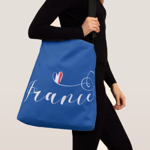 Bolso Cruzado Francia, bandera francesa en el corazón