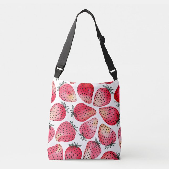 Bolso Cruzado Fresas acuarela y tinta (Anverso)