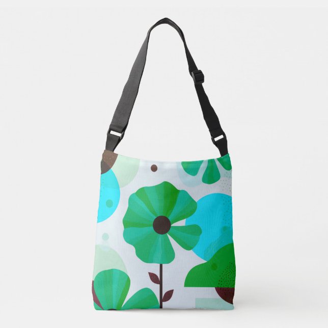 Bolso Cruzado Fresh Green Floral Modern Tote Bag (Anverso)