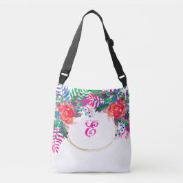 Bolso Cruzado frontera dorada floral bosque inicial personalizad