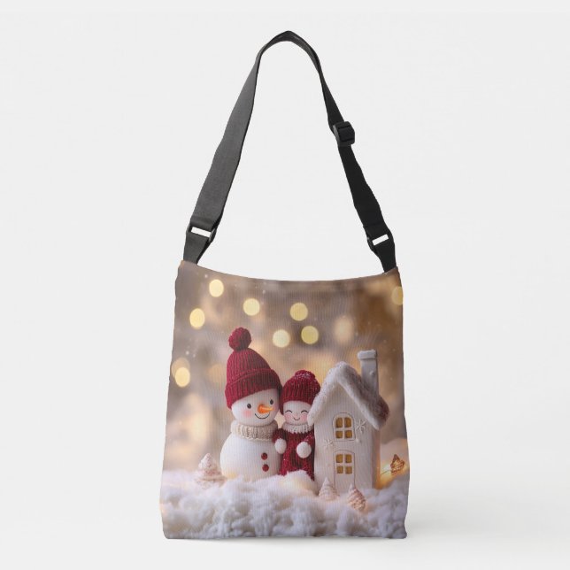 Bolso Cruzado Frosty Snowman Siblings Winter Joy (Anverso)