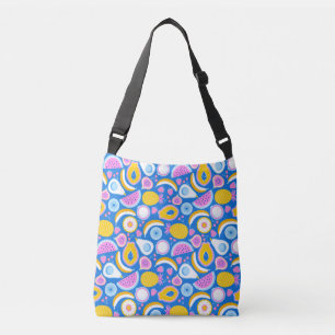 Bolso Cruzado Frutas tropicales jugosas - Fondo azul