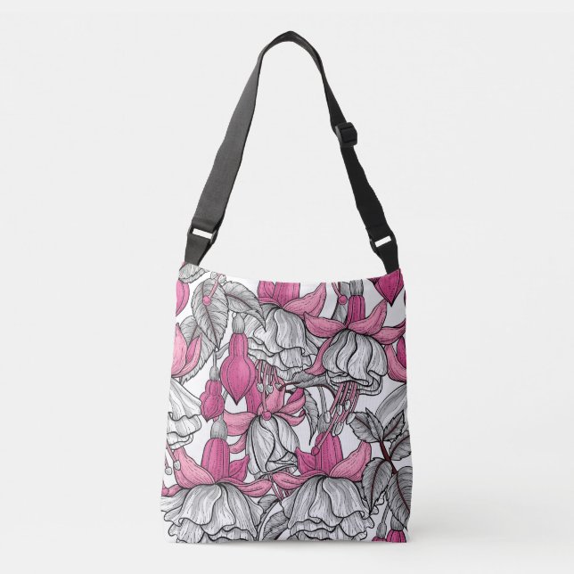 Bolso Cruzado Fuchsia en blanco y rosa (Anverso)
