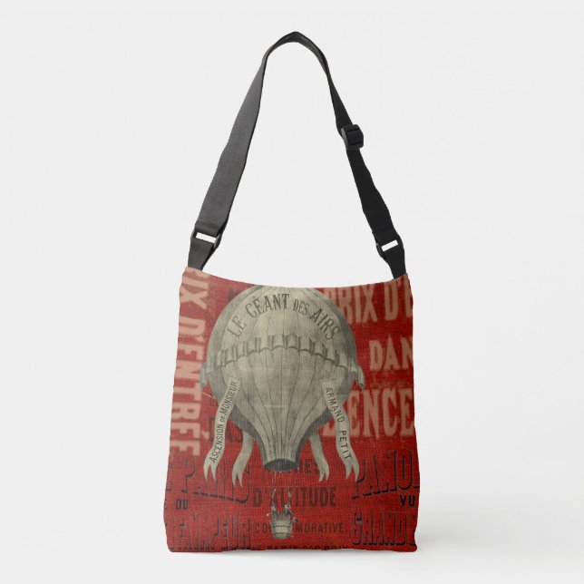 Bolso Cruzado Fuentes gráficas de Steampunk Hot Air Ballon Ride (Anverso)