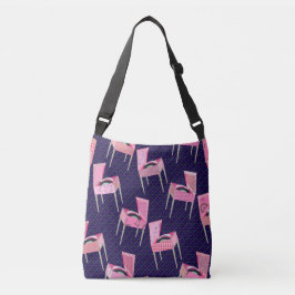 Bolso Cruzado Fun Pink Retro Record Player Kitschy Music Pattern